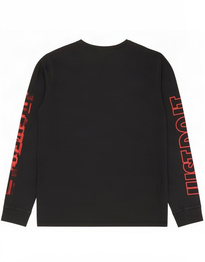 Nike Camiseta gráfica de corte atlético para hombre, manga larga, algodón negro grande