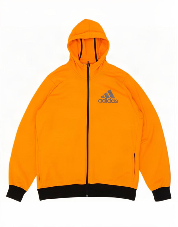 Adidas Climalite Graphic Zip Sudadera con capucha para hombre, 2XL, color naranja