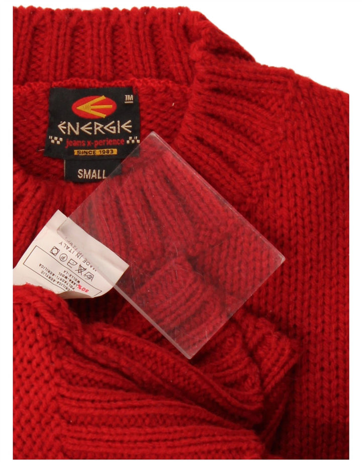 Energie Mens Turtle Neck Jumper Suéter Pequeño Rojo Acrílico