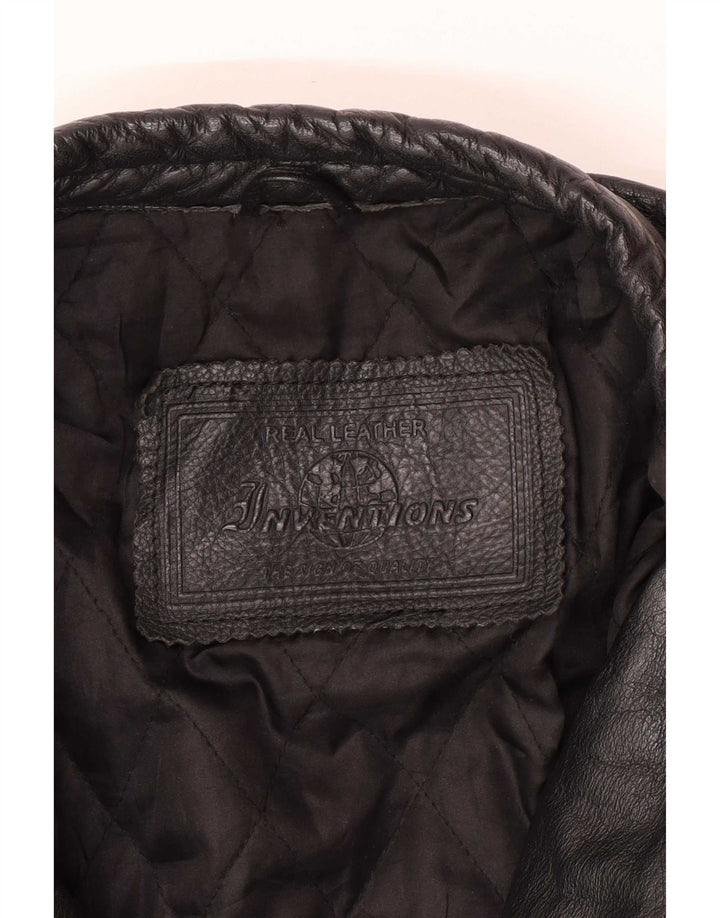 Vintage hombres cuero biker chaqueta Reino Unido 44 2XL negro