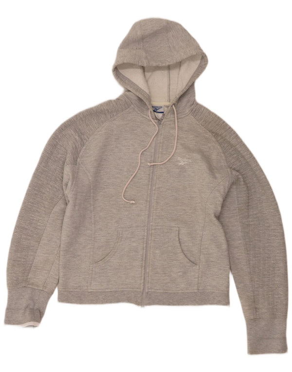 Reebok Sudadera con capucha y cremallera para mujer UK 12 Algodón moteado gris medio