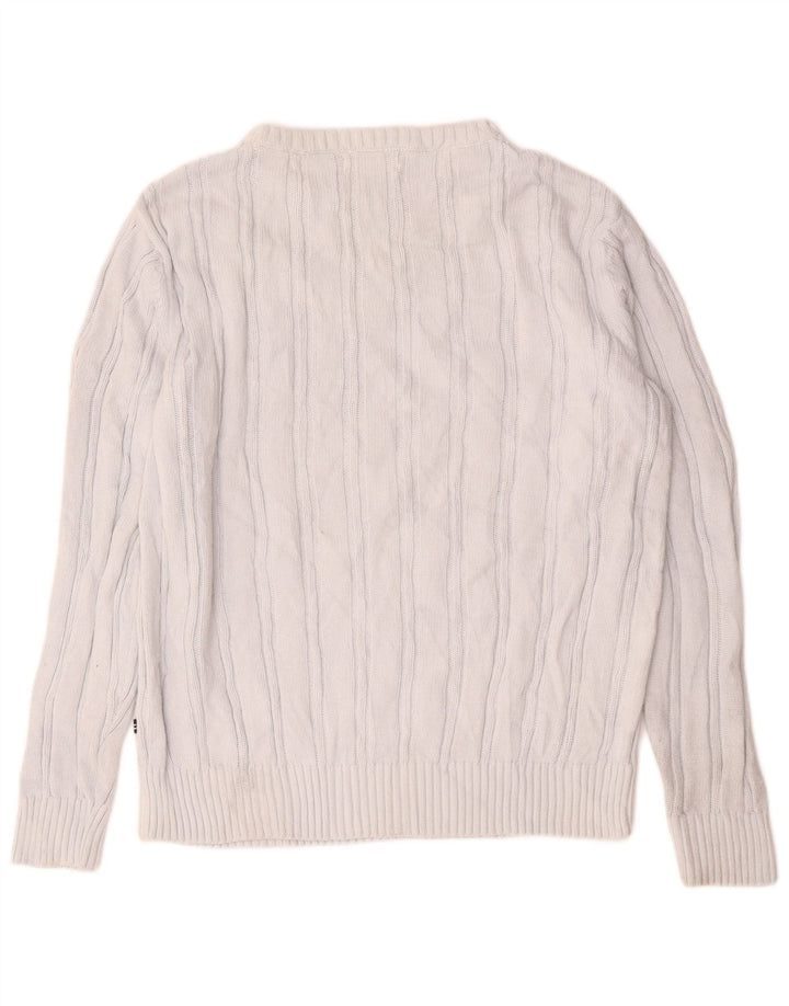 Nautica Jersey con cuello barco para hombre, jersey de algodón blanco mediano