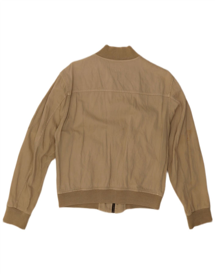 Vintage mujer bombardero chaqueta Reino Unido 16 algodón beige grande