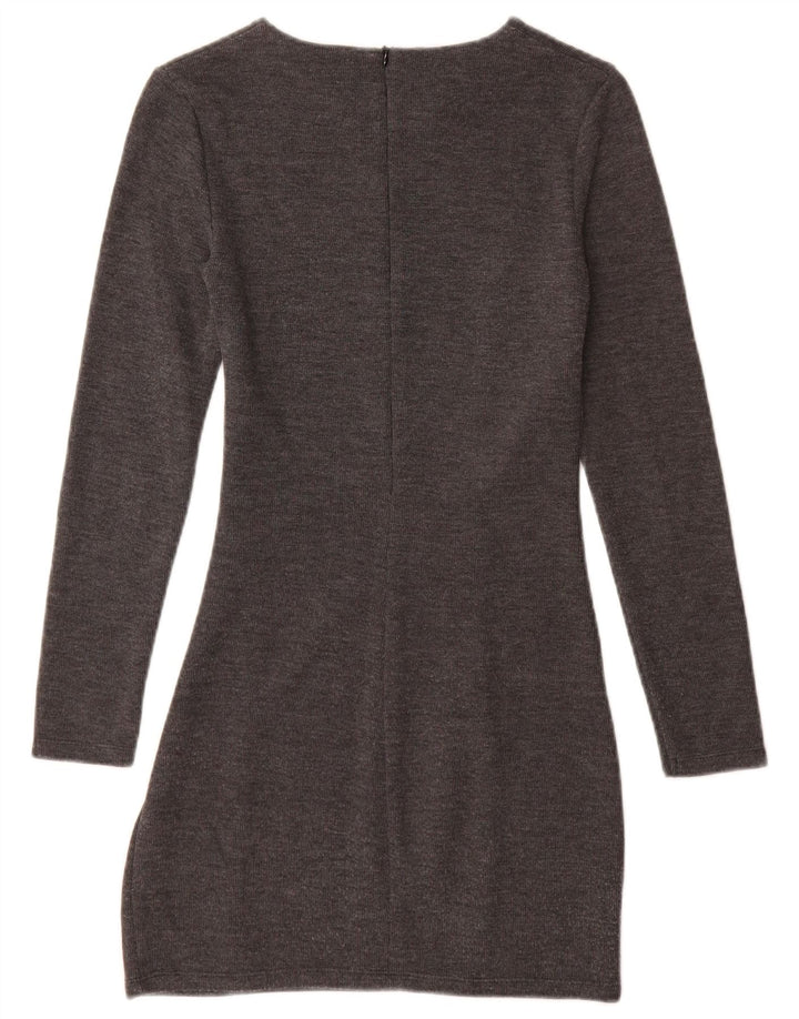 Zara Mujer Vestido Jersey UK 8 Pequeño Algodón Gris