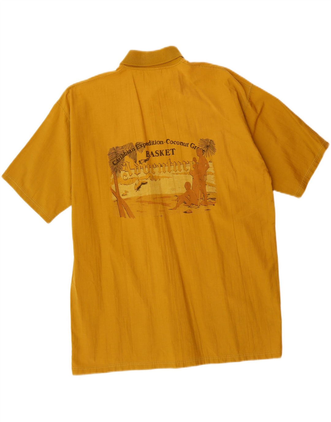 VINTAGE Mens Graphic Short Sleeve Pullover Shirt IT 50 Medium Yellow Vintage Vintage and Second-Hand Vintage from Messina Hembry 
