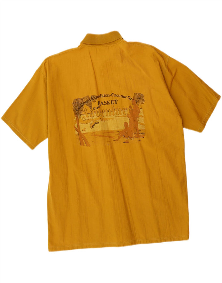 VINTAGE Mens Graphic Short Sleeve Pullover Shirt IT 50 Medium Yellow Vintage Vintage and Second-Hand Vintage from Messina Hembry 