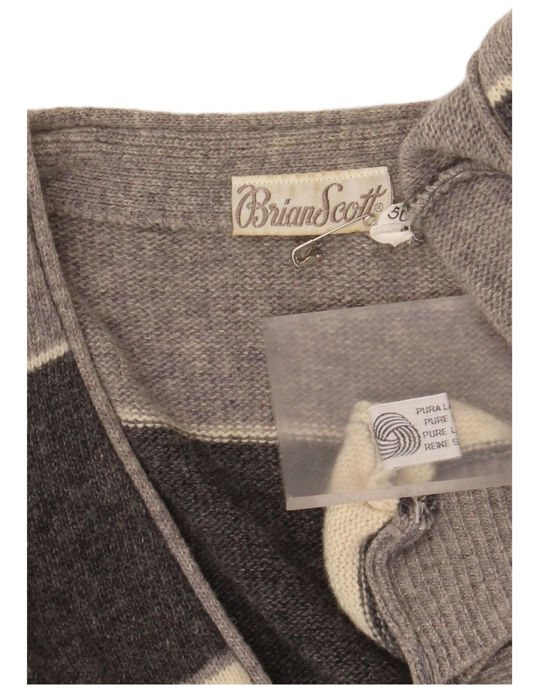 Brian Scott Cárdigan holgado para hombre IT 50 gris medio a rayas