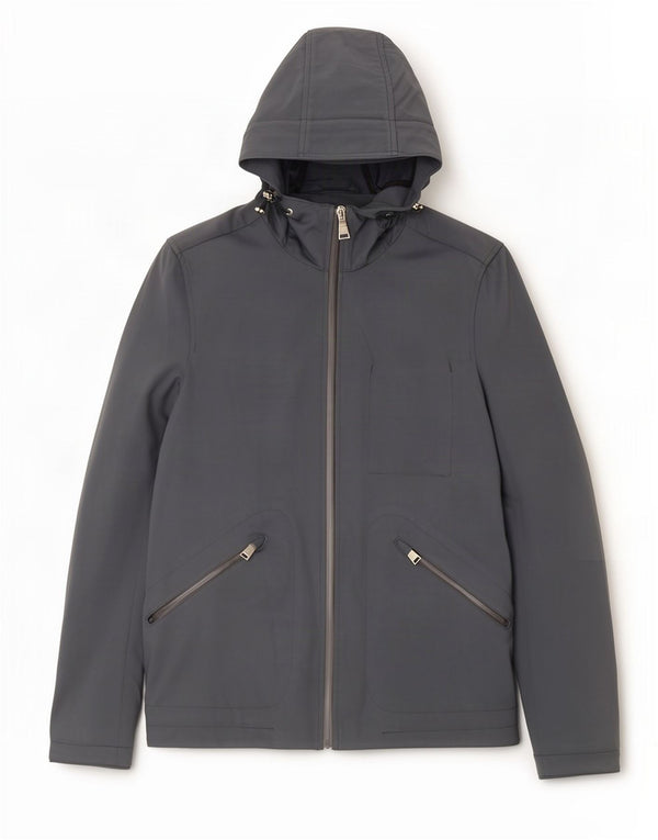 PEUTEREY Chaqueta impermeable extragrande con capucha para mujer UK 10 Small Grey Polyamide