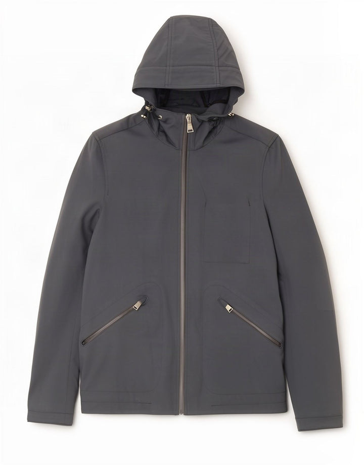 PEUTEREY Chaqueta impermeable extragrande con capucha para mujer UK 10 Small Grey Polyamide