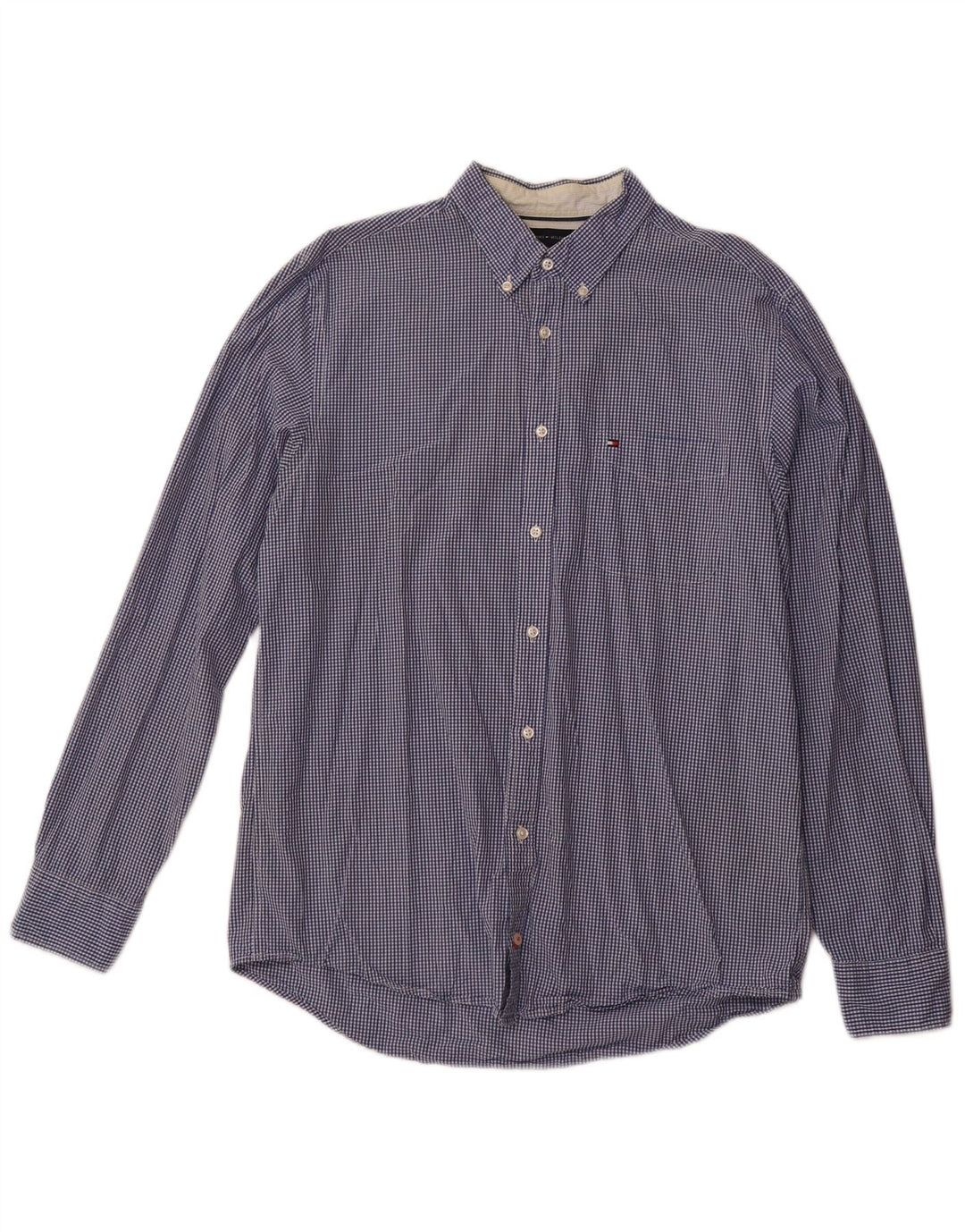 TOMMY HILFIGER Camisa de corte regular para hombre de algodón a cuadros azul grande
