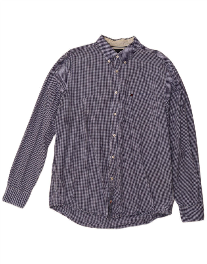 TOMMY HILFIGER Camisa de corte regular para hombre de algodón a cuadros azul grande