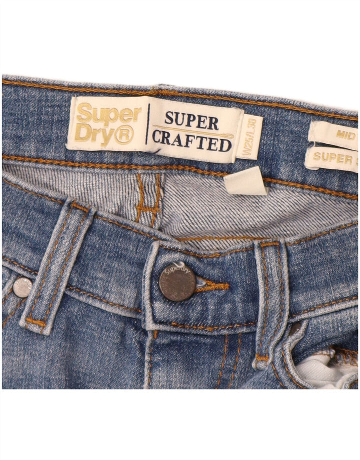 SUPERDRY Vaqueros súper ajustados de talle medio para mujer W25 L28 Algodón azul