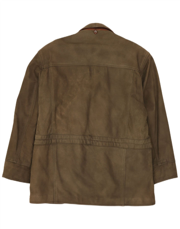 Vintage chaqueta de cuero para hombre Reino Unido 42 XL cuero caqui