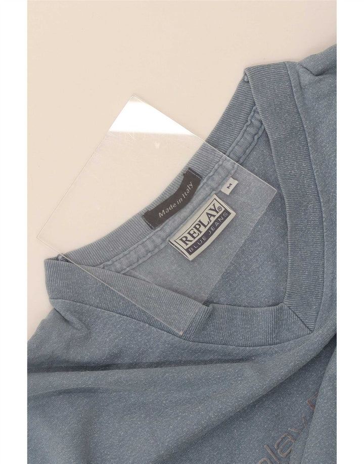 Replay Camiseta estampada para hombre Top azul medio
