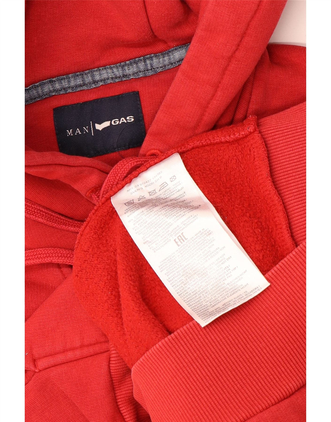 GAS Hombre Sudadera Con Capucha Gráfica Jersey De Algodón Rojo Medio