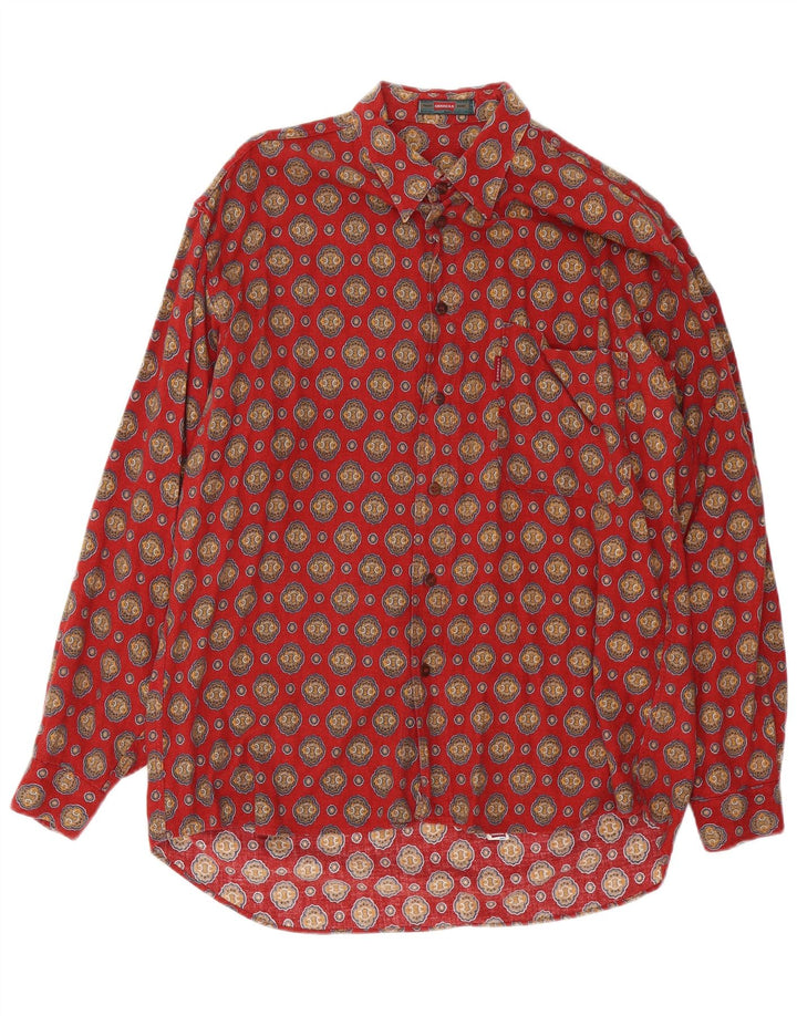 Camisa Carrera Hombre Algodón Paisley Rojo Mediano