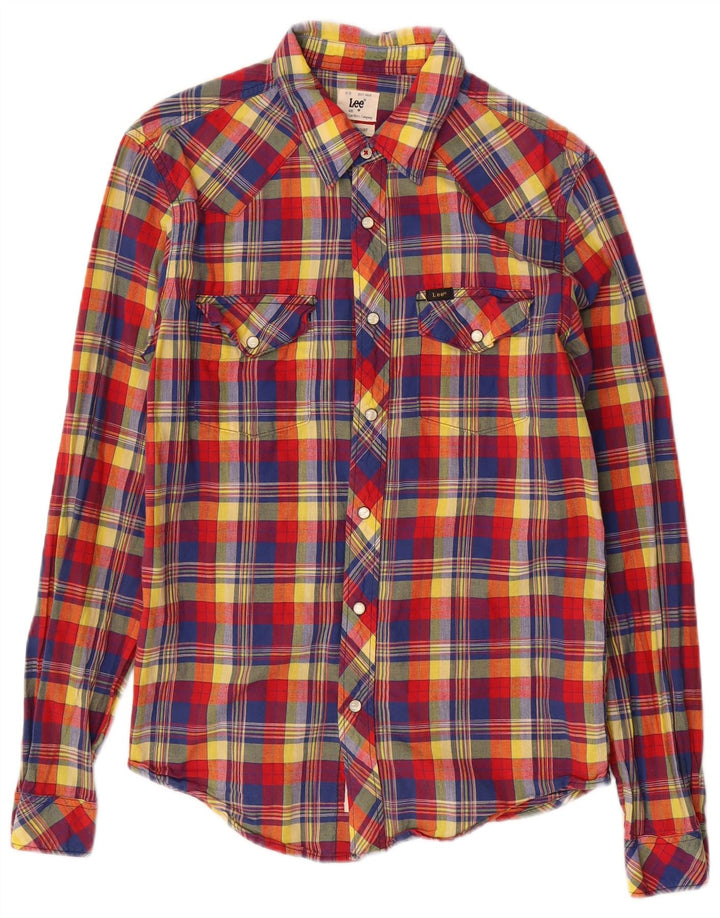 Camisa estilo western de algodón con cuadros rojos medianos para hombre Lee