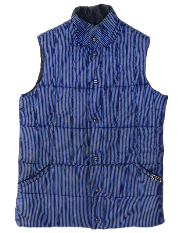 Puffa Chaleco acolchado para hombre UK 40 Large Nylon a rayas azules