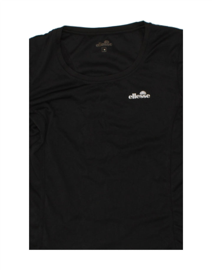 ELLESSE Womens T-Shirt Top UK 14 Medium Black Polyester Vintage Ellesse and Second-Hand Ellesse from Messina Hembry 