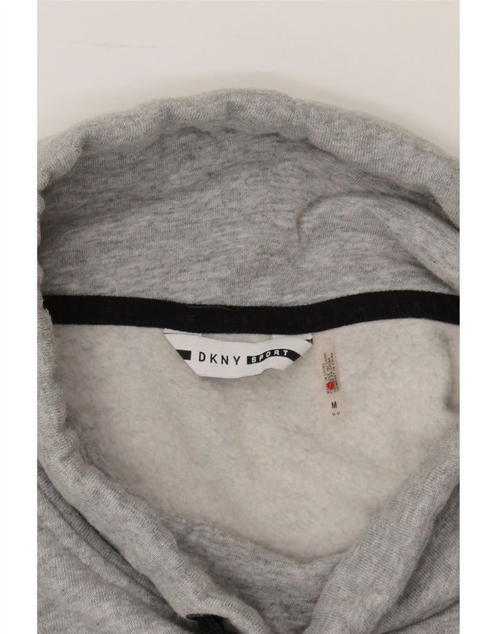 DKNY Womens Oversized Crop Graphic Sweatshirt Jumper UK 14 Medium Grey Vintage Dkny and Second-Hand Dkny from Messina Hembry 