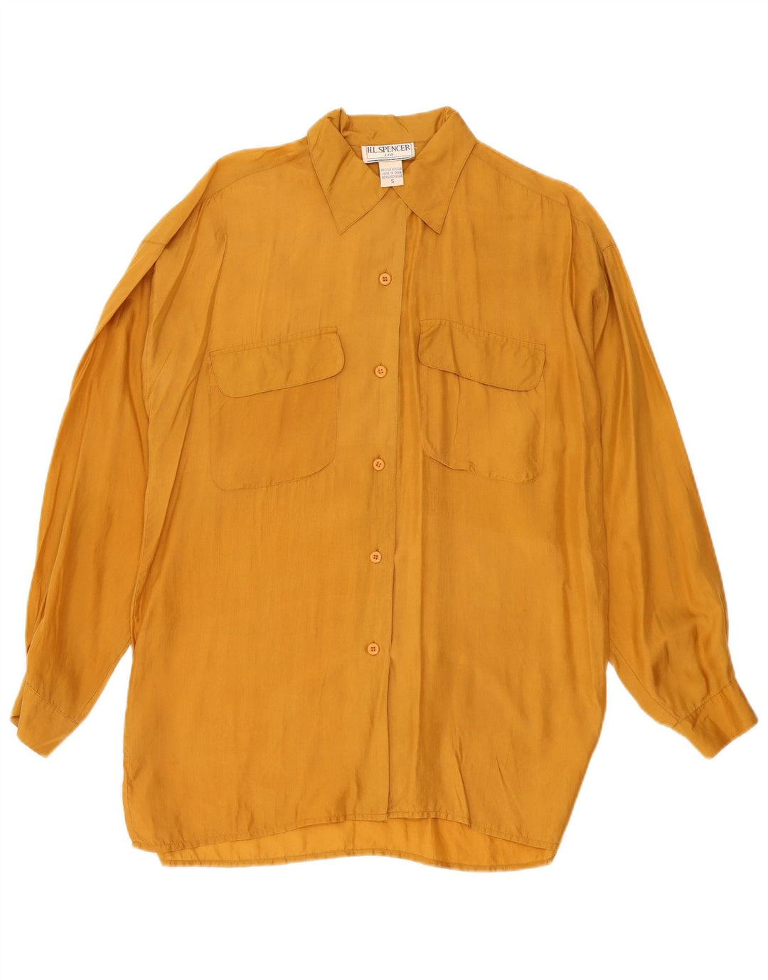 H.L.Spencer Camisa larga extragrande para mujer UK 10 Small Seda amarilla