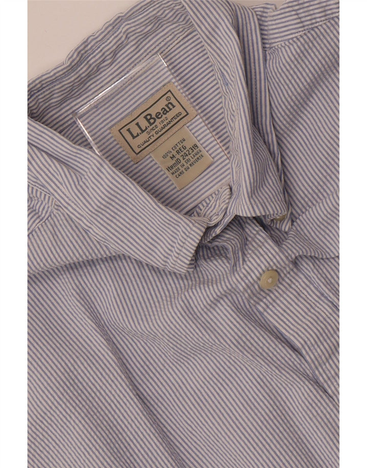 L.L.Bean Camisa de manga corta para hombre de algodón a rayas azul medio