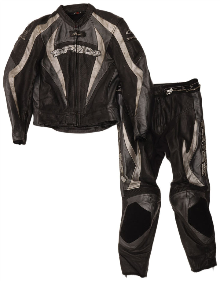 Spidi - Juego de 2 piezas para motocicleta para hombre, talla 48, piel negra mediana