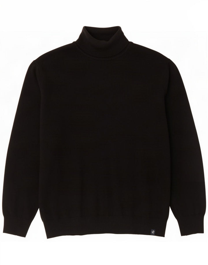 Fay Jersey con cuello vuelto para hombre, suéter grande de lana negra