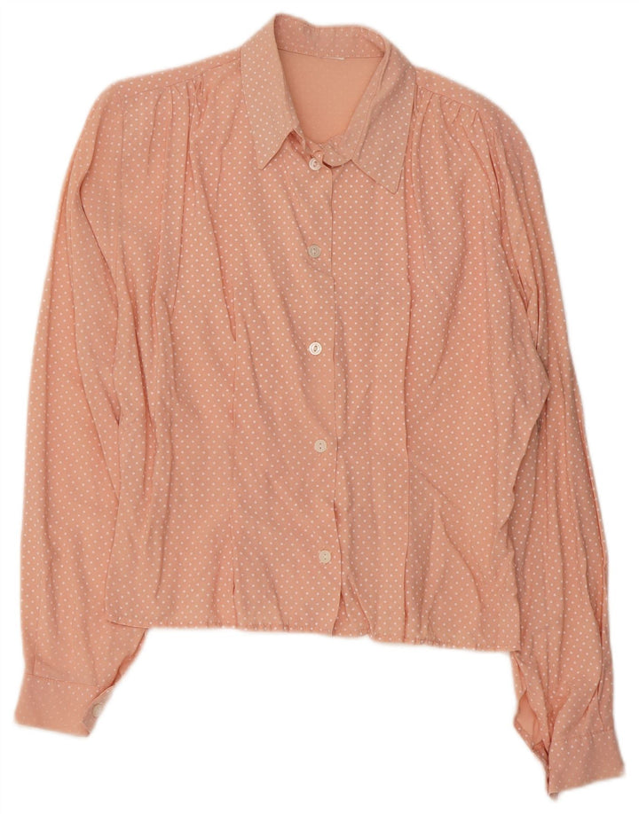 Vintage mujer camisa Reino Unido 16 grande rosa manchado
