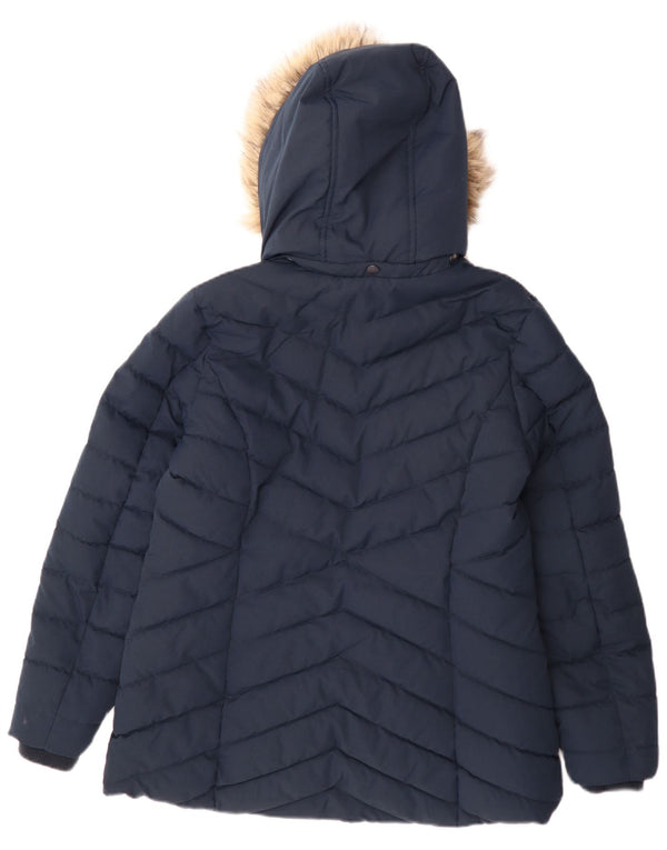 Chaqueta acolchada con capucha para mujer Fat Face UK 44 Grande Poliéster azul marino
