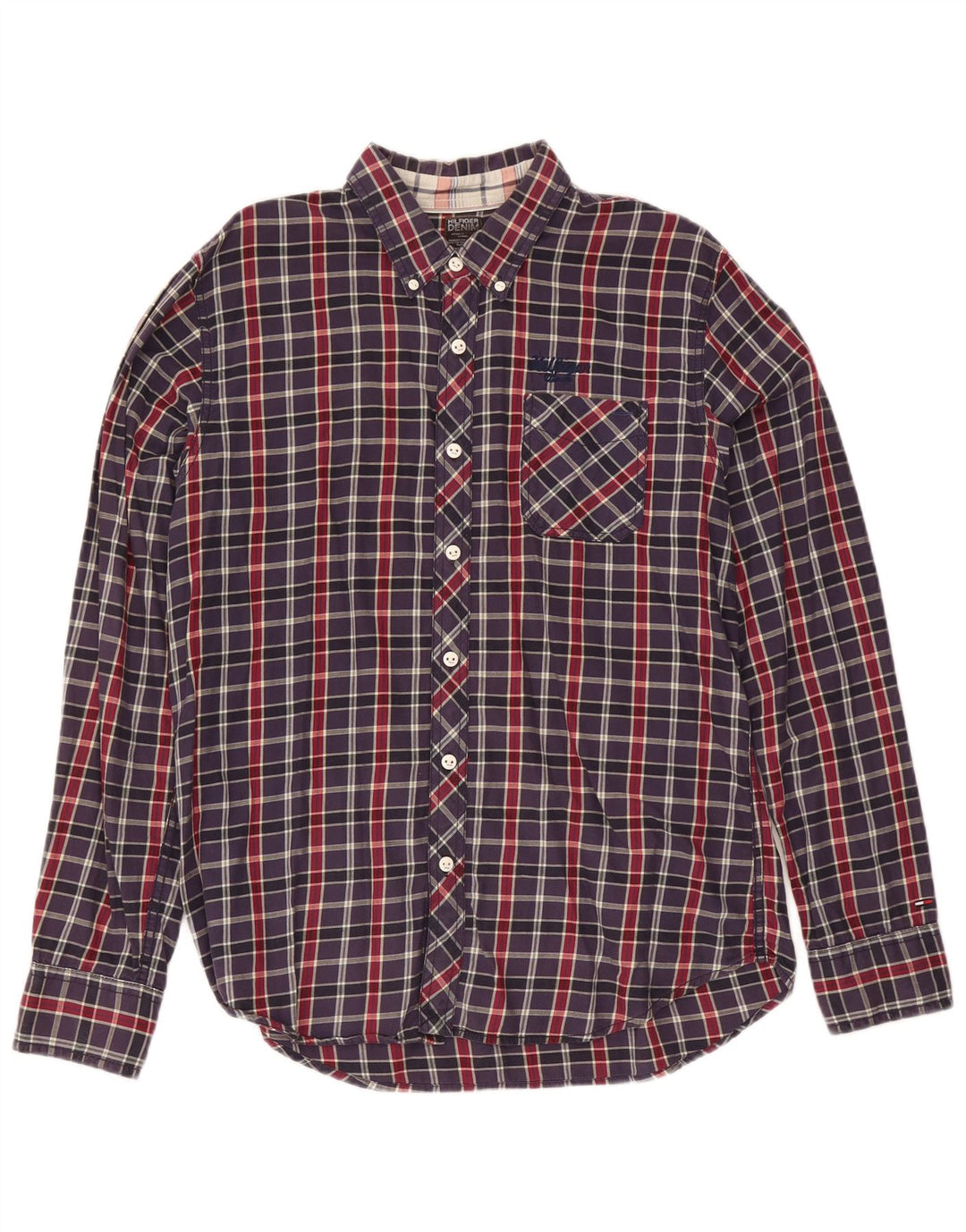 Camisa Tommy Hilfiger Hombre XL Azul Marino Cuadros Algodón