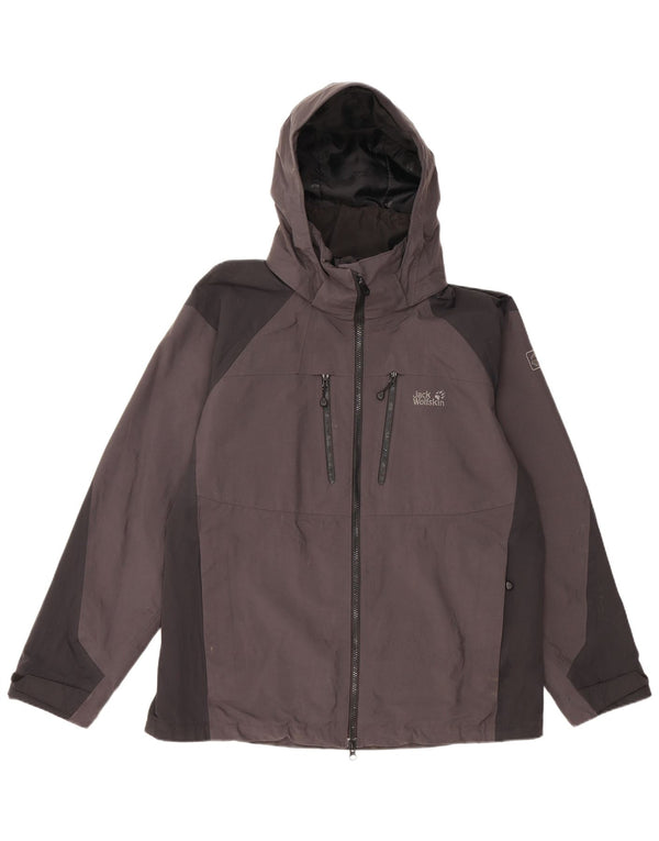 Jack Wolfskin Chaqueta impermeable con capucha para hombre UK 40/42 Large Gris Colorblock