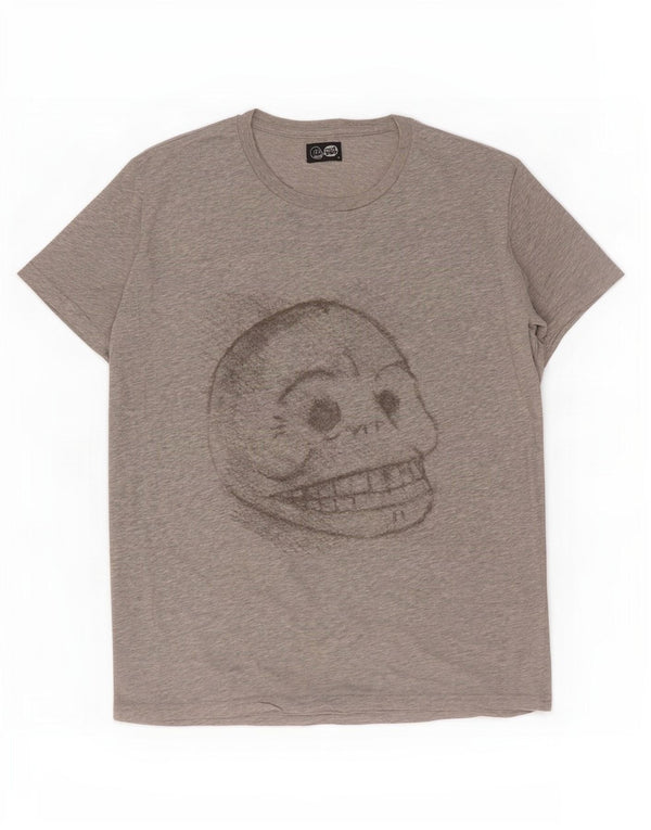 Camiseta con gráfico de hombre de Cheap Monday, parte superior de algodón gris medio