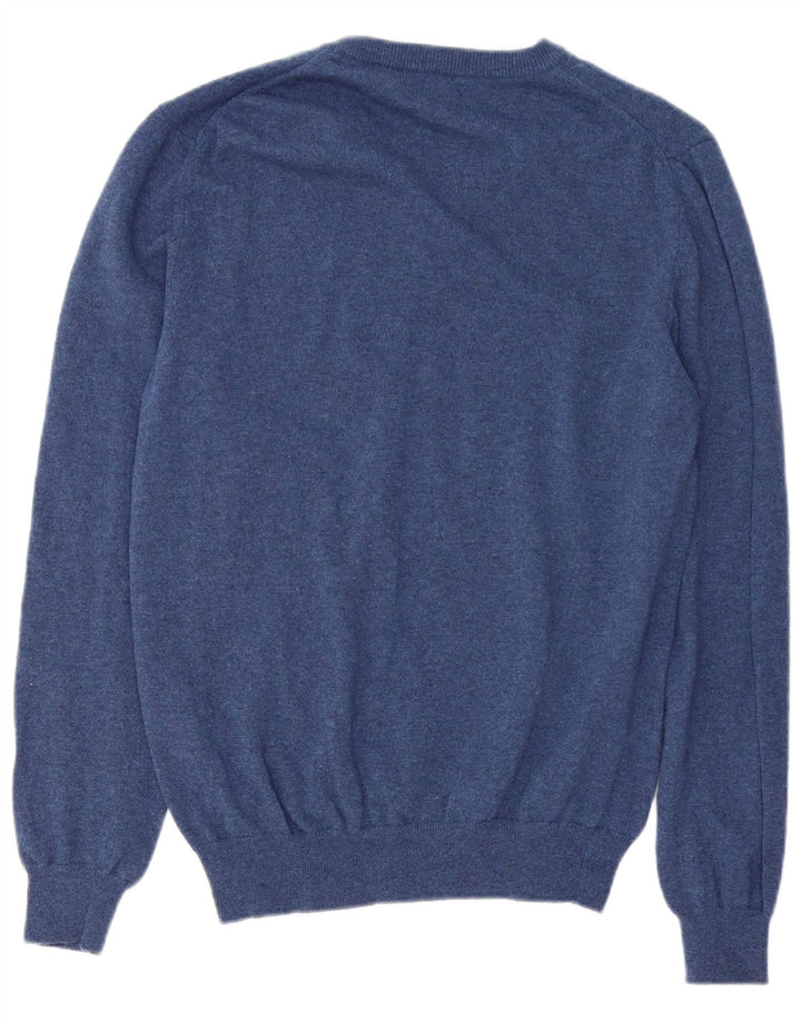 Gant Jersey con cuello en V para hombre, suéter grande de lana azul marino