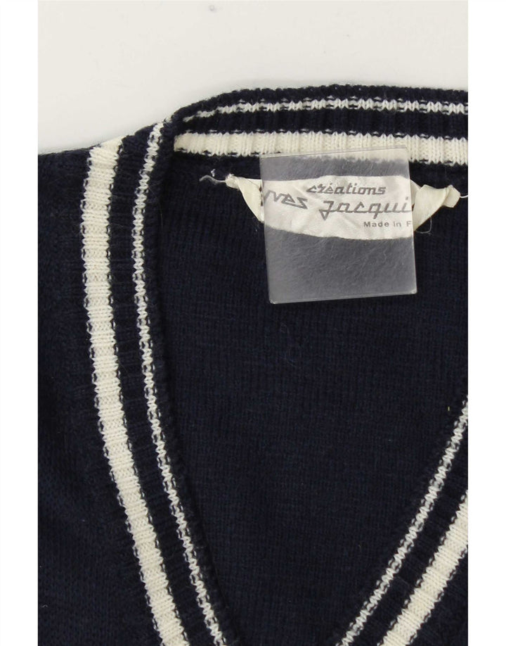 Vintage hombres chaleco tanque top medio azul marino