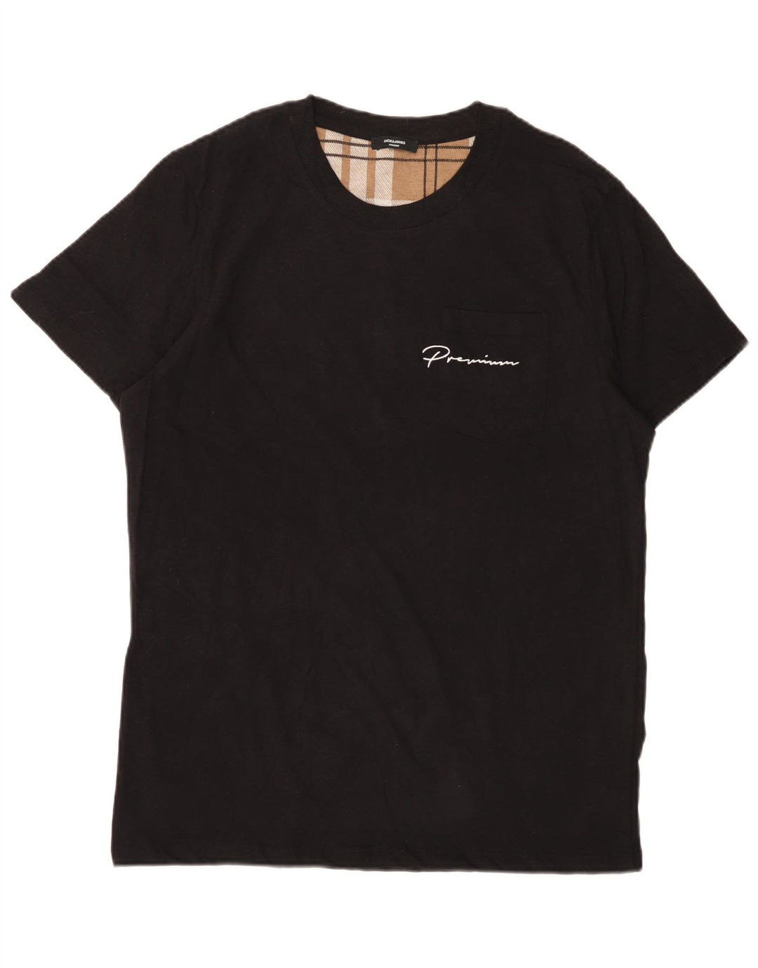 JACK & JONES Hombre Camiseta Top Grande Negro Algodón