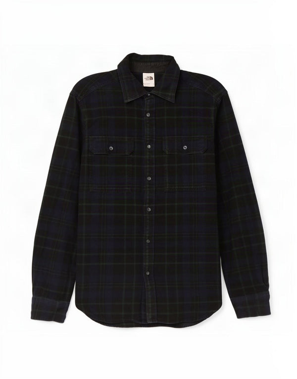 The North Face Mens Flannel Shirt Medium Navy Blue Check Cotton