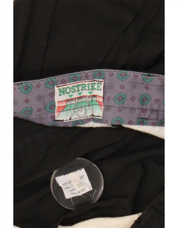 Vintage hombres crop traje pantalones IT 50 grande W32 L25 poliéster negro