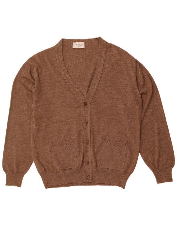 Vintage mujer Cardigan suéter Reino Unido 14 lana marrón grande