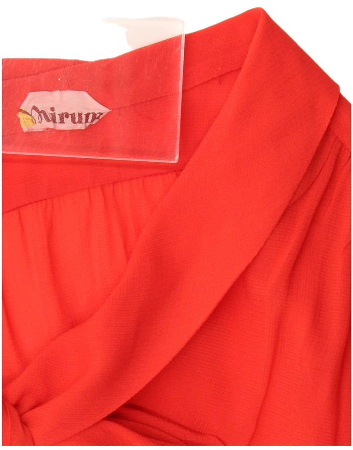 VINTAGE Mujer Corbata Delantera Ver a través de Camisa Blusa Reino Unido 16 Rojo Grande