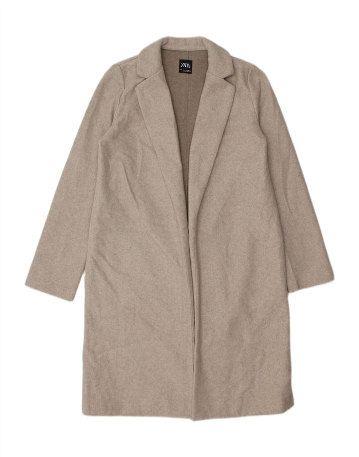 ZARA Womens Open Overcoat UK 10 Small Beige Polyester Vintage Zara and Second-Hand Zara from Messina Hembry 