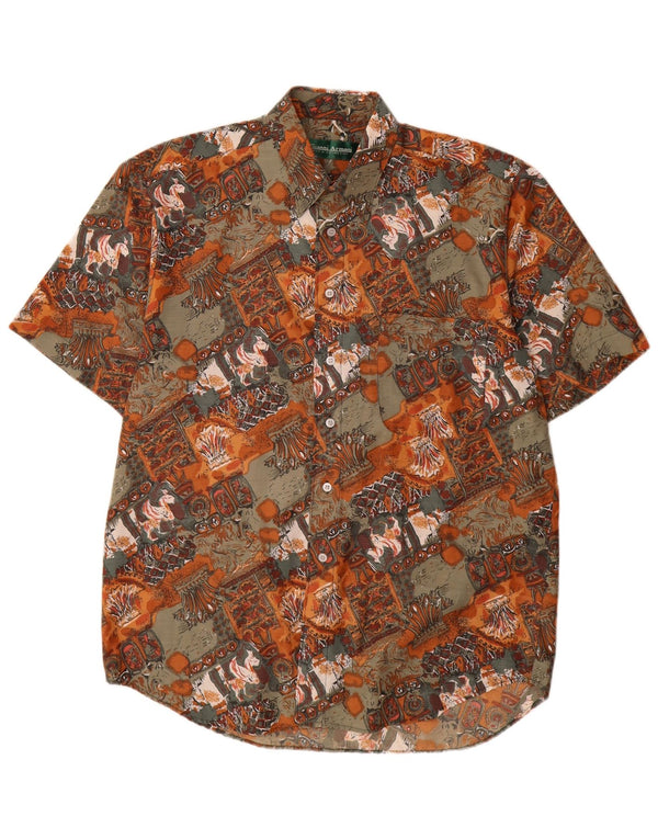 Vintage hombres patrón abstracto camisa tamaño 39 medio multicolor