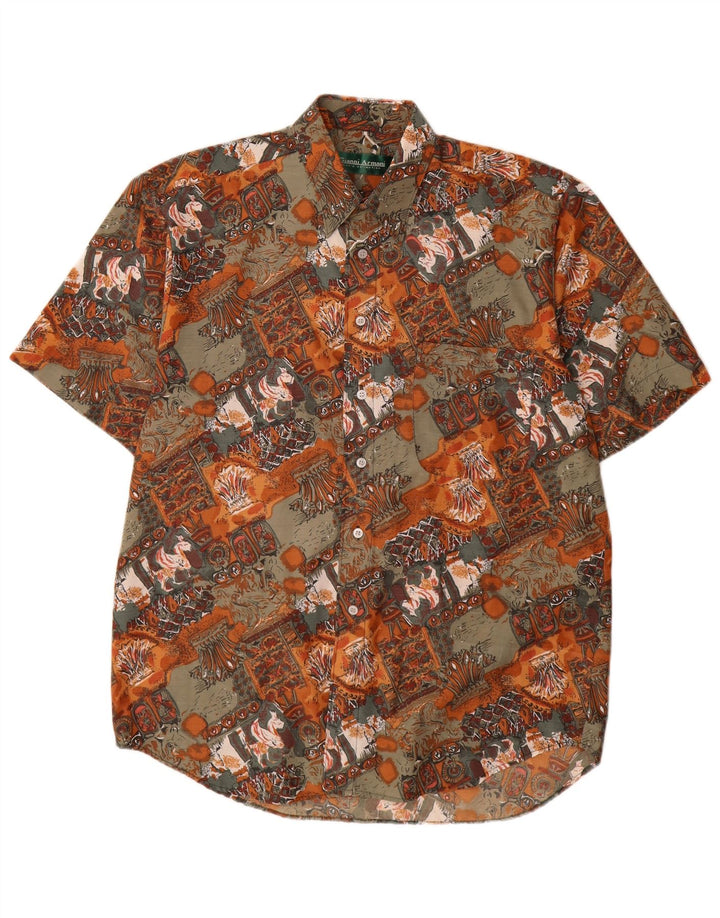 Vintage hombres patrón abstracto camisa tamaño 39 medio multicolor
