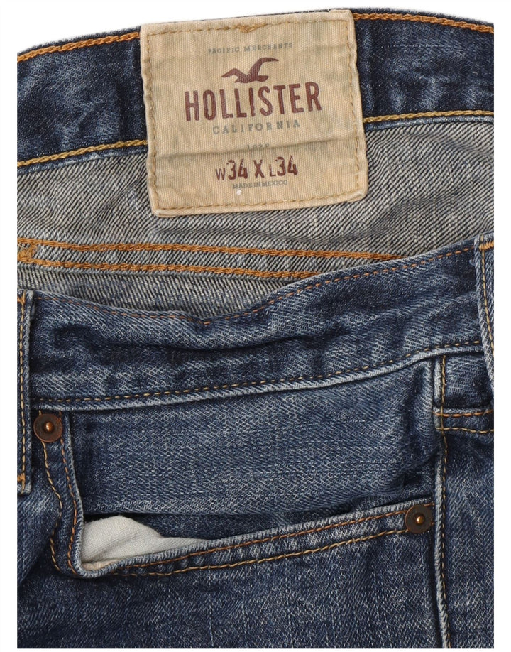 HOLLISTER Vaqueros rectos para hombre W34 L34 Algodón azul