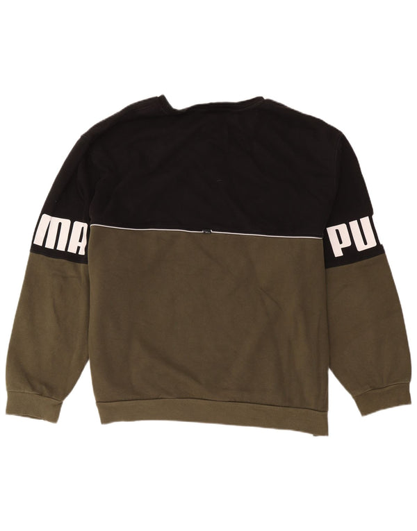 Puma Hombre Sudadera Gráfica Jumper 2XL Caqui Colorblock Algodón