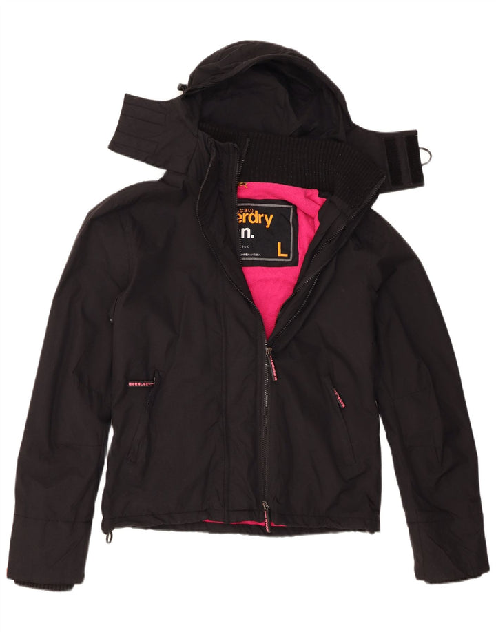 Superdry Chaqueta Cortavientos Con Capucha Para Mujer UK 46 Large Nylon Negro