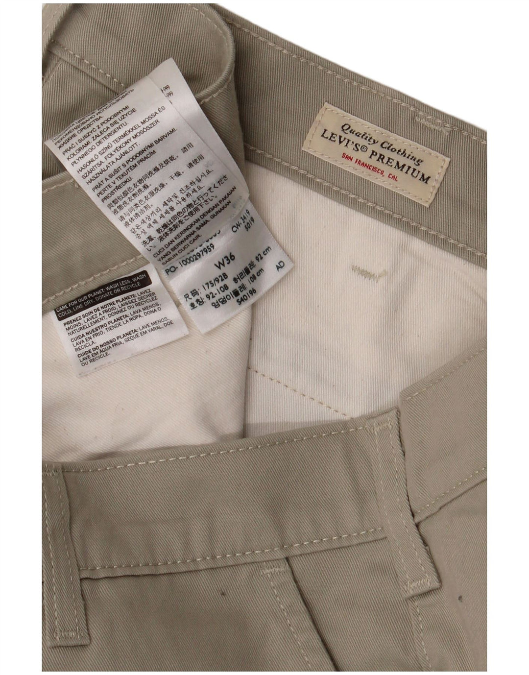 LEVI'S Pantalón chino cónico para hombre W36 L28 Algodón beige