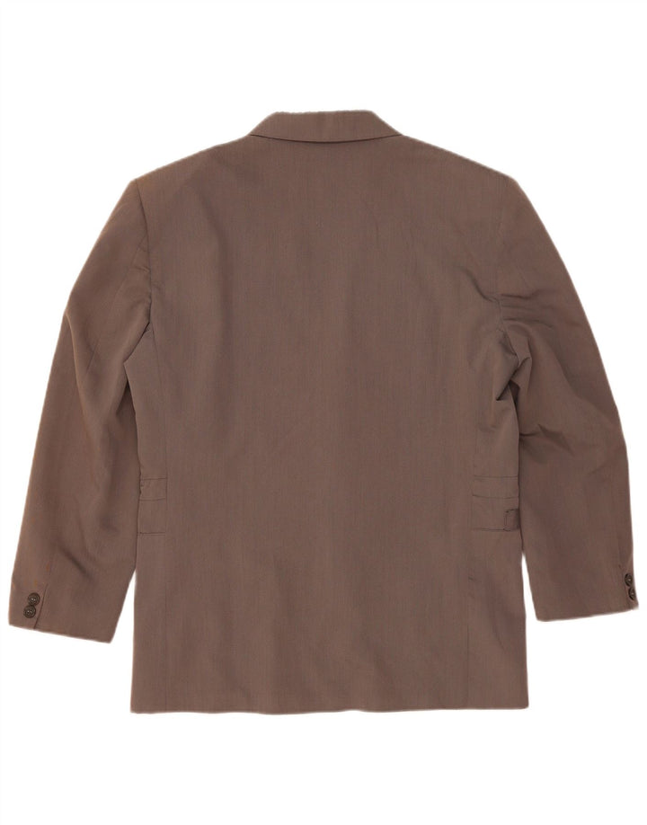 Vintage hombres 2 botones Blazer chaqueta Reino Unido 36 pequeño poliéster gris
