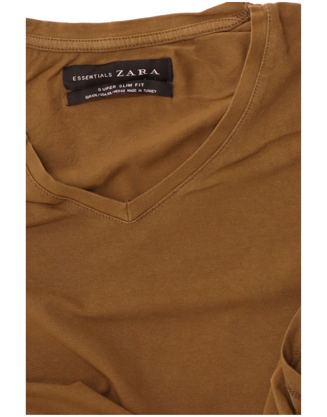 Zara Hombre Camiseta Super Slim Fit Top 2XL Caqui