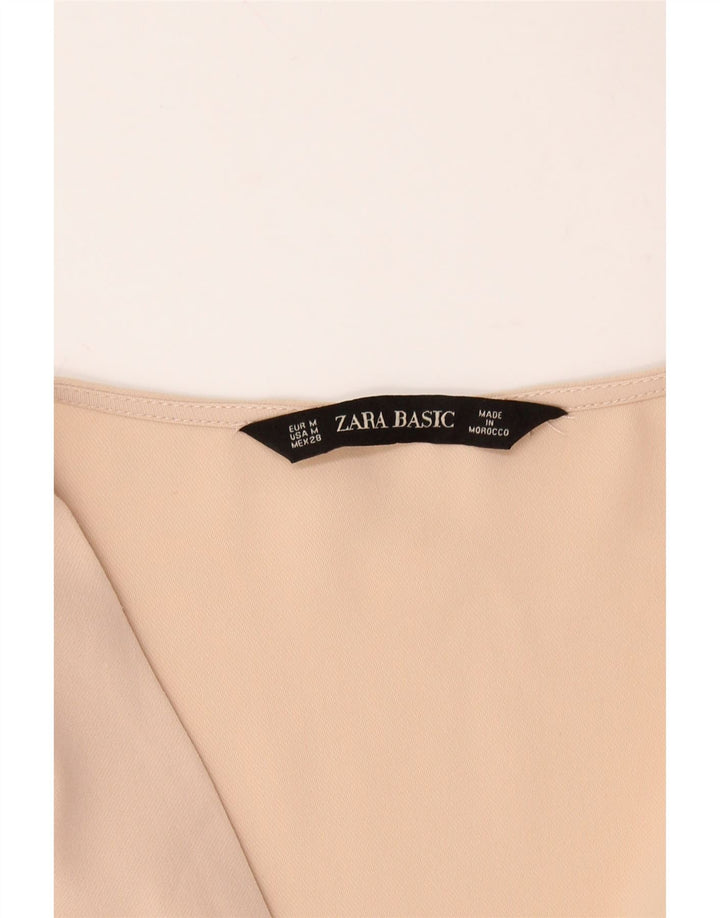 ZARA Womens Sleeveless Cardigan Top UK 14 Medium Beige